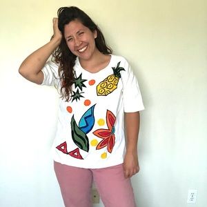 Vintage Sequin Floral Fruity Shirt